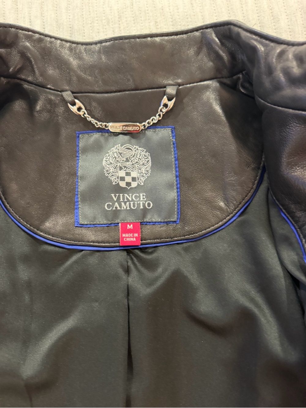 Vince Camuto Black Jacket with Blue Trim